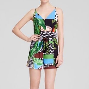🍀 Clover Canyon Harvest Tropical Palm tree Ritual Mixed Media Romper